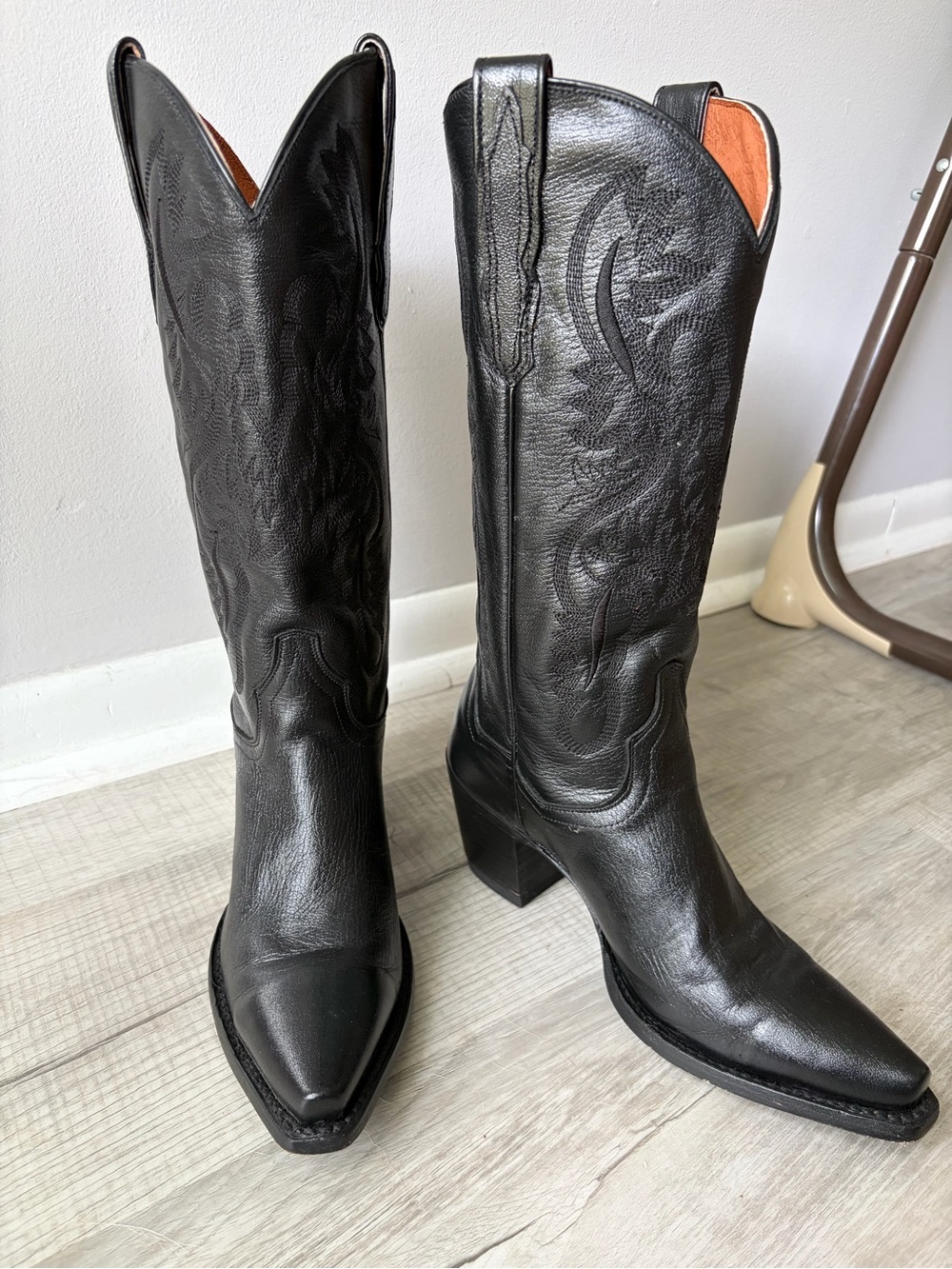 Dan Post Black Leather Western Knee-High Boots